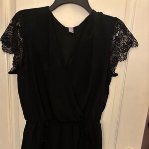 Alya Black Romper with Lace Sleeves